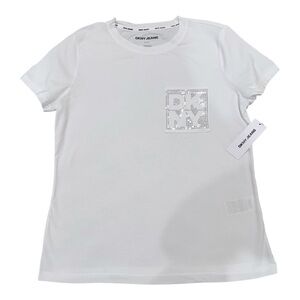 DKNY woman White Tee with Logo Detail